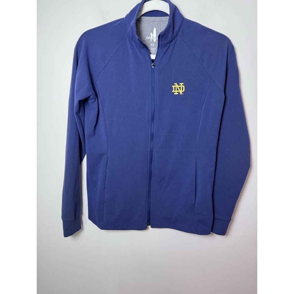 Johnnie-O Women's Navy Blue Zip Up Jacket Notre Dam Embroidery Full Zip Sz XS